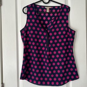 Women’s Banana Republic Navy & Pink Polka Dot Tank, Medium